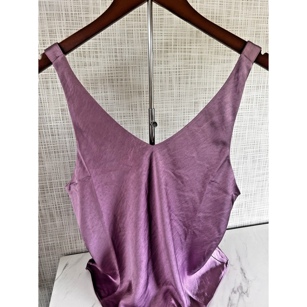 Wildfang The Empower Satin Cami Tank Large W/ Neck Tie Belt Mauve Adj Straps EEE - Picture 2 of 9